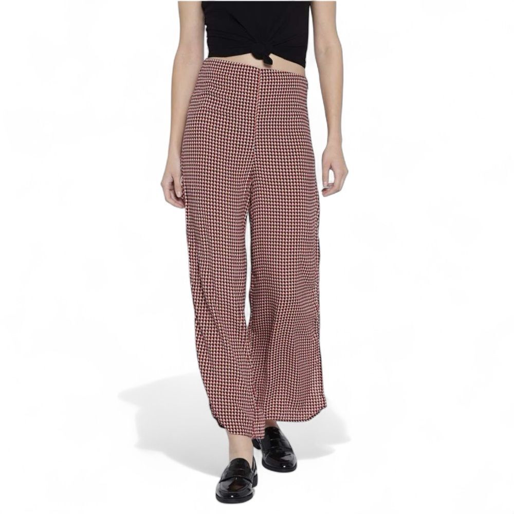 Forever 21 Red Black Gingham Wide Leg Pants S High Rise